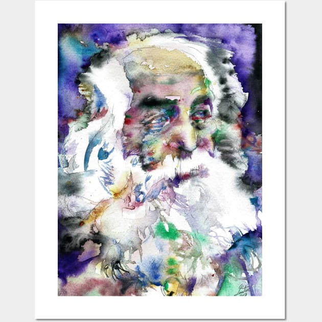 WALT WHITMAN watercolor portrait .1 Wall Art by lautir